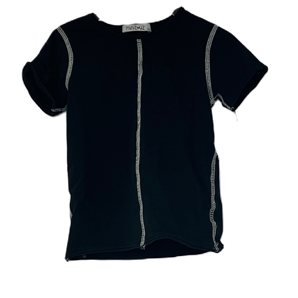 Mini boys shortsleeve black white contrast stitch Tshirt size 2years